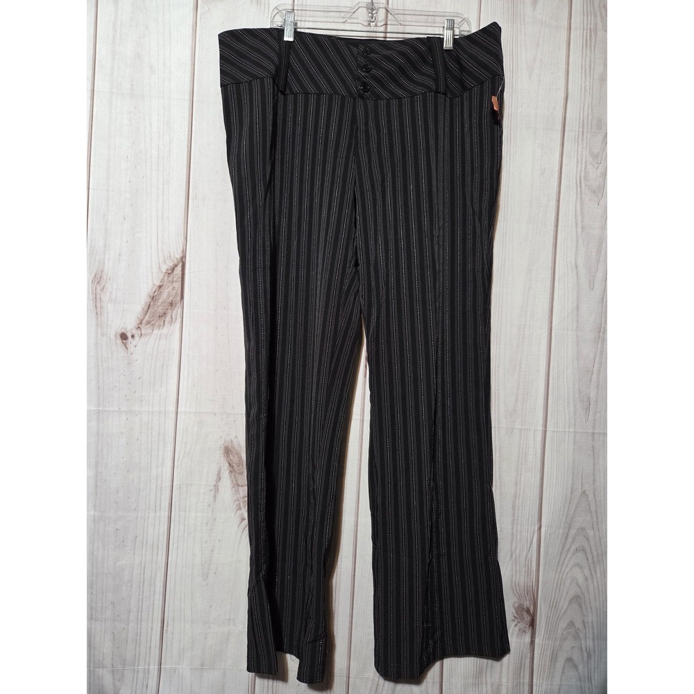 Visual Dress Pants‎ Womens 18 Black Pinstripe Straight Leg Stretch USA Made